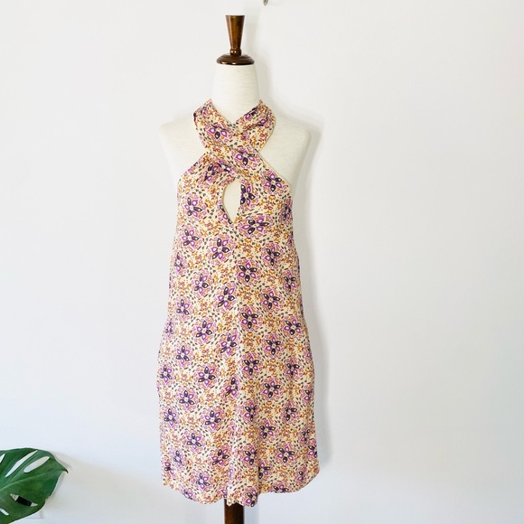 Free People floral Isla halter open back mini dress size small - Picture 11 of 16